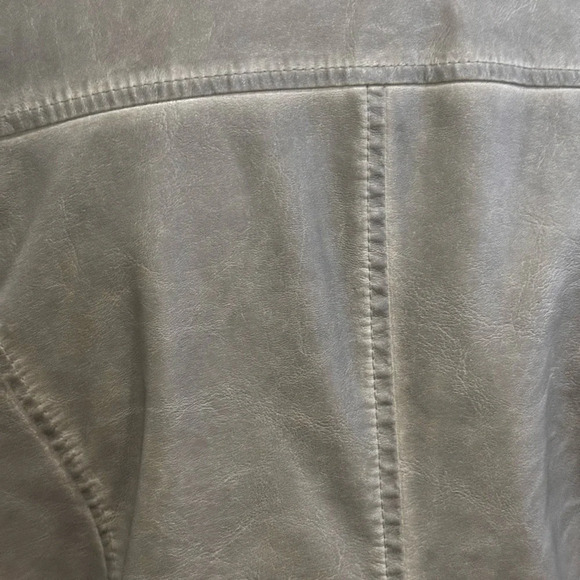 Max Studio Moto Olive Green Vegan Leather Jacket – Size Medium - Picture 5 of 13